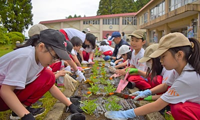 人権の花苗植え